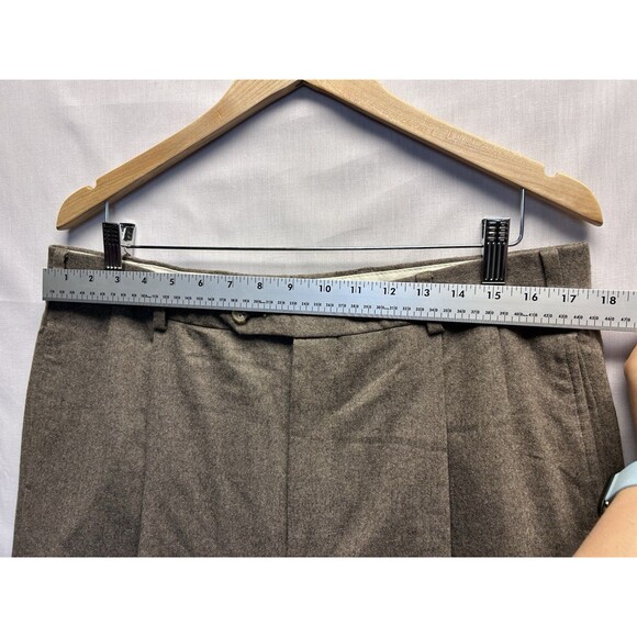 Brooks Bros 346 Madison Men’s Wool Dress Pants 36x34 Pleated Cuffed Dark Taupe - Picture 2 of 8